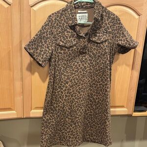 Scotch & Soda Leopard Polo Shirt Dress in Brown